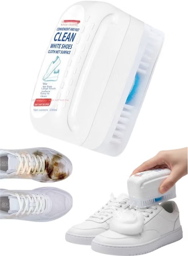 Instant White 3-in-1 Shoe Cleaner (Brush, Sponge & Foam) - Powerful Yellowing & Whitening Remover with Bio-Enzyme Technology | Gentle formula for deep cleaning all types of shoes: canvas, sports, and leather, without washing or damaging the fabric. - Image 1